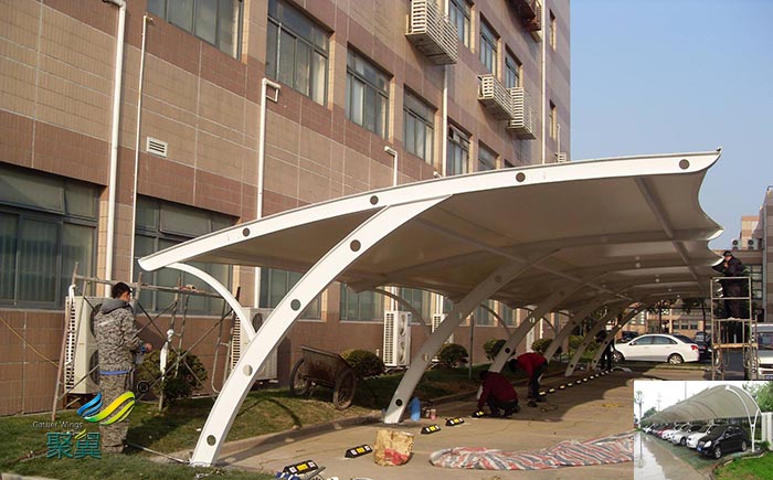 宁波汽车停车棚景观棚张拉膜结构公司设计设施工程